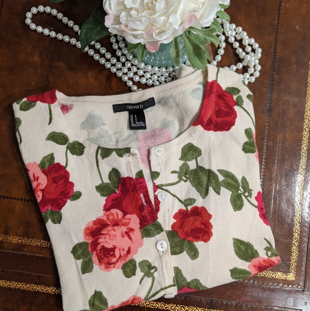 Floral cardigan sweater by Forever 21